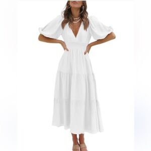 White puff sleeves dress